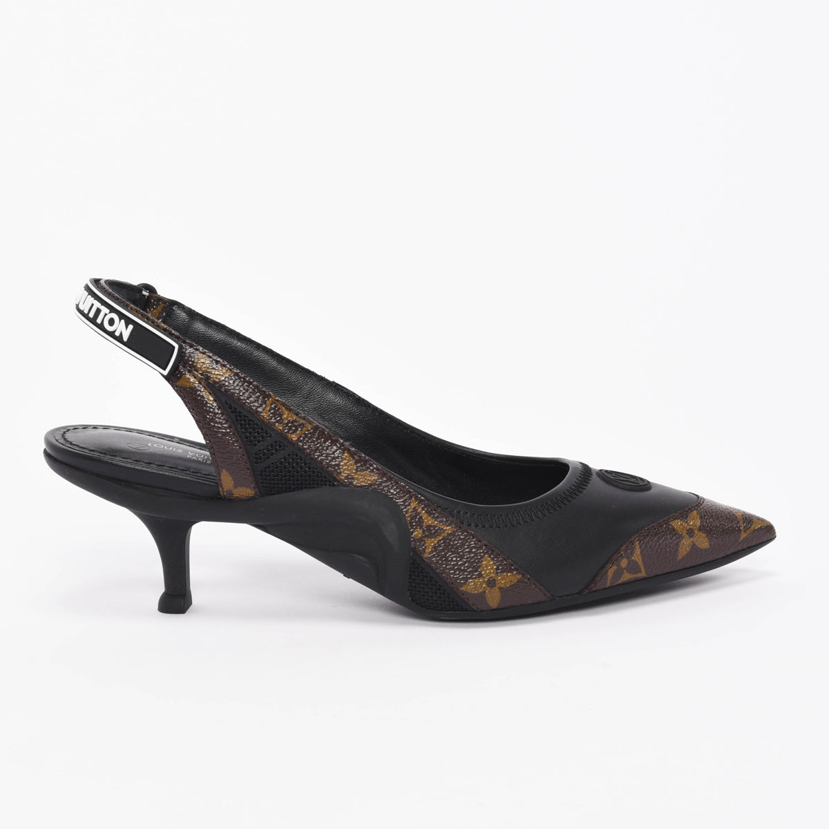 Louis Vuitton Black Lambskin & Monogram Archlight Slingback Pumps 37