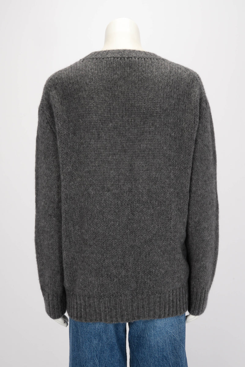 Dior Grey Cashmere Miss Dior Graffiti Motif Long Sweater FR 38