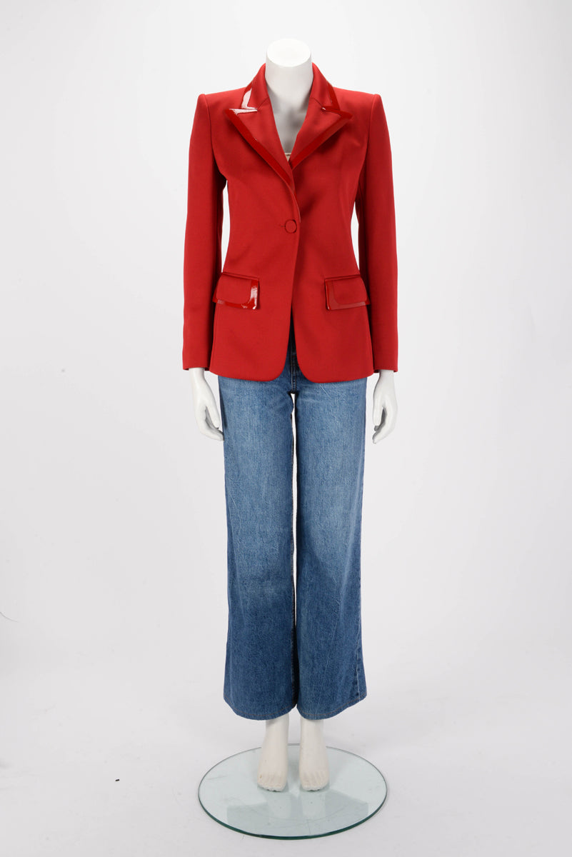 Fendi Red Interlock Patent Trim Jacket IT 38