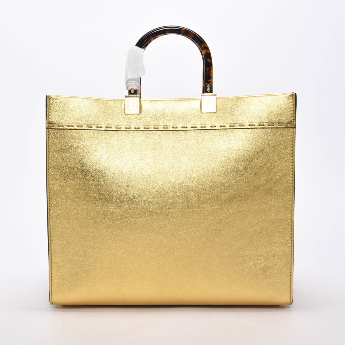Fendi Gold Metallic Leather Medium Sunshine Tote