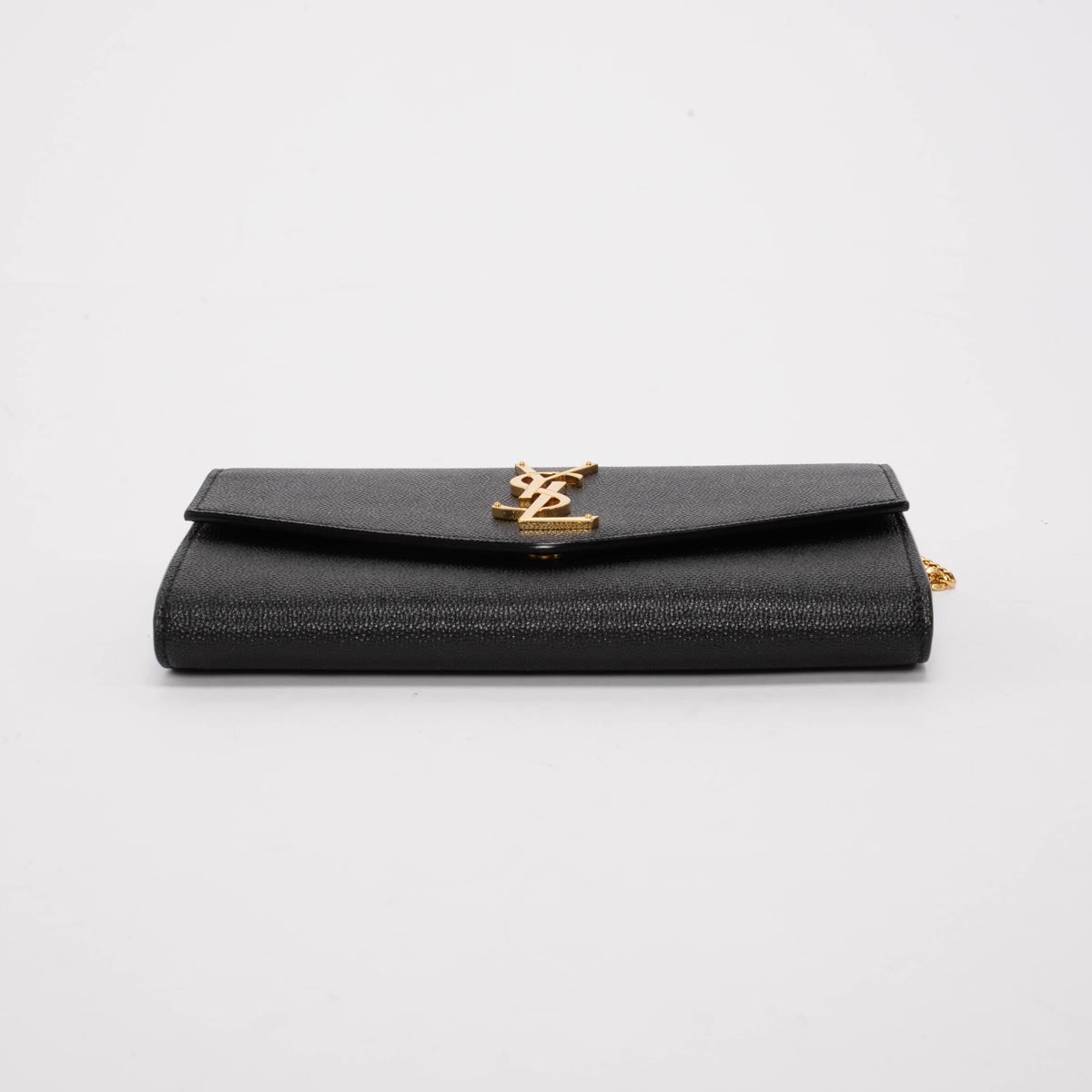 Saint Laurent Black Grain de Poudre Uptown Chain Wallet