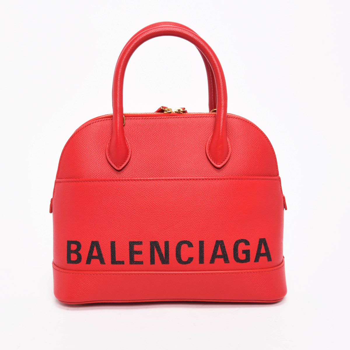 Balenciaga Red Calfskin Small Logo Ville Bag
