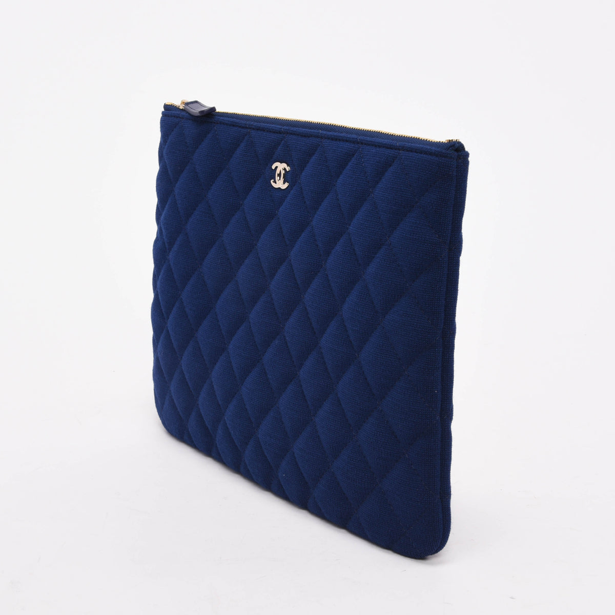 Chanel Cobalt Quilted Jersey Medium O-Case