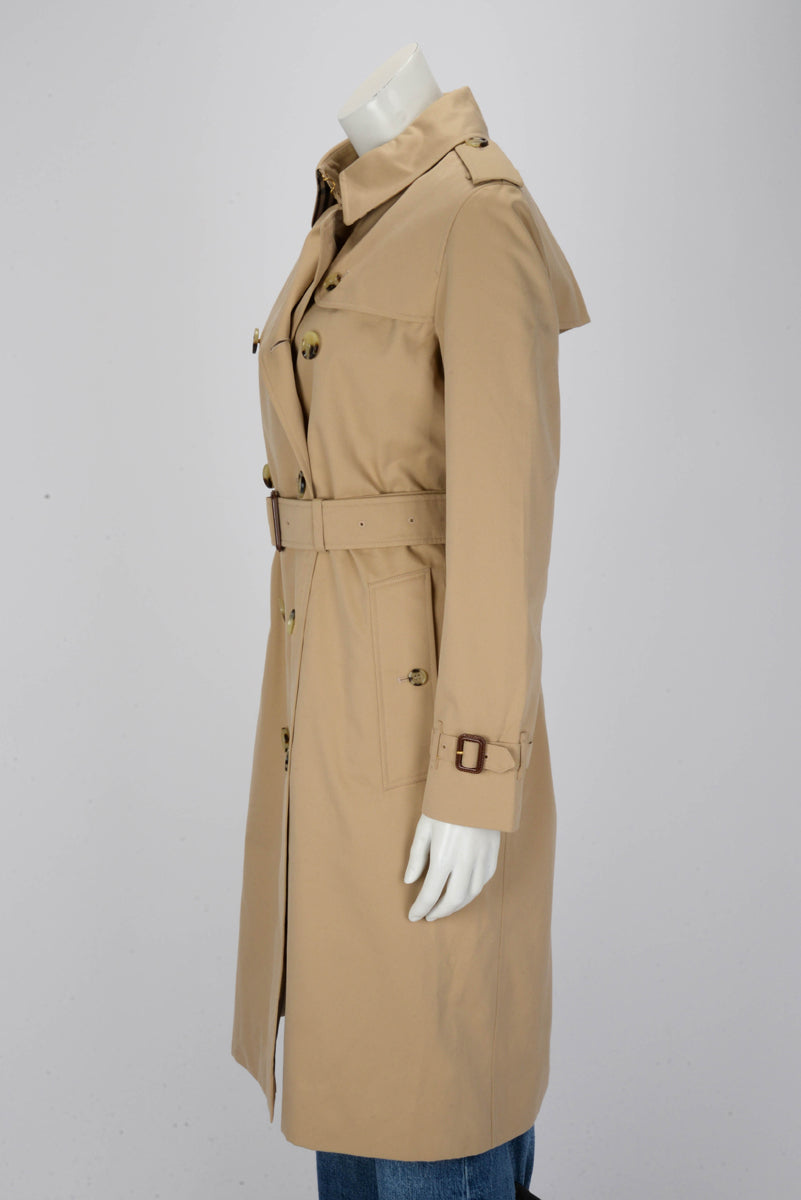 Burberry Honey Cotton Kensignton Mid-Length Trench Coat UK 8