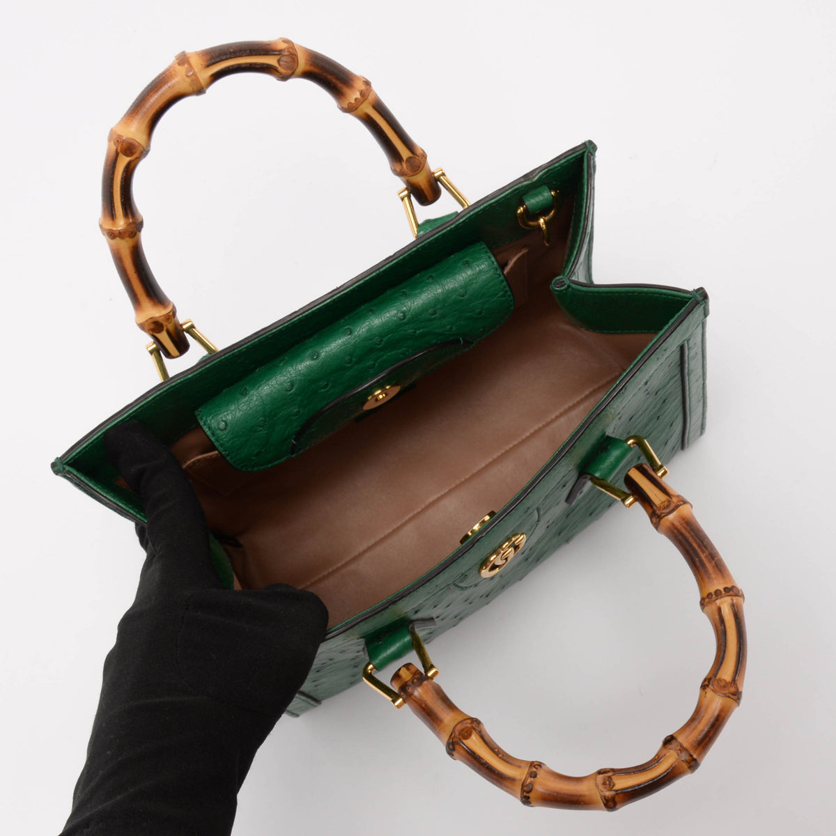 Gucci Green Ostrich Medium Diana Bag
