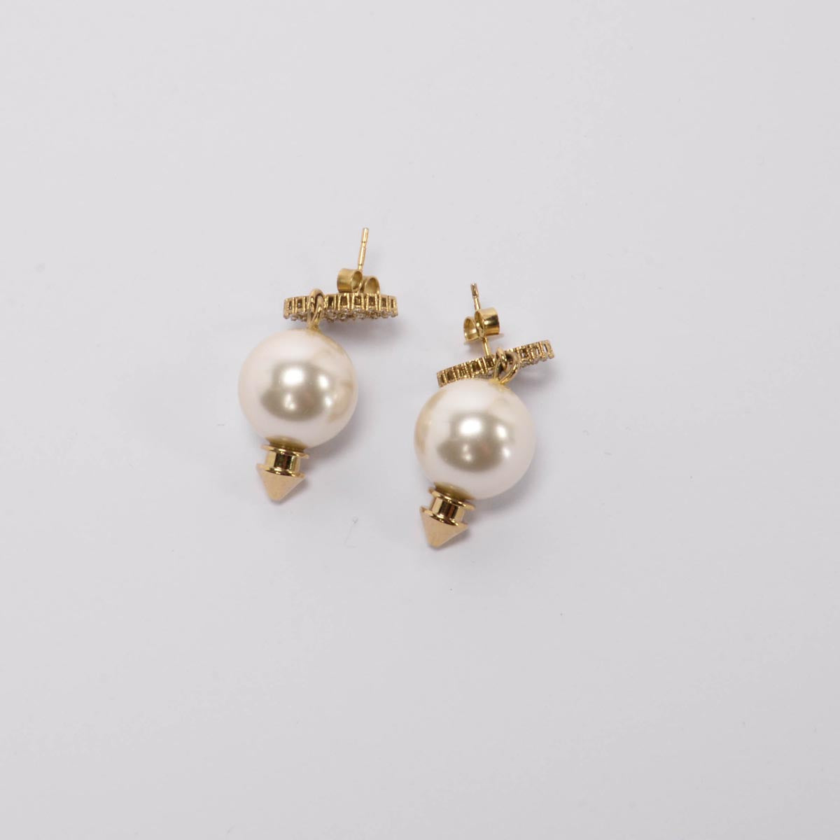 Gucci Gold Crystal & Pearl GG Drop Earrings