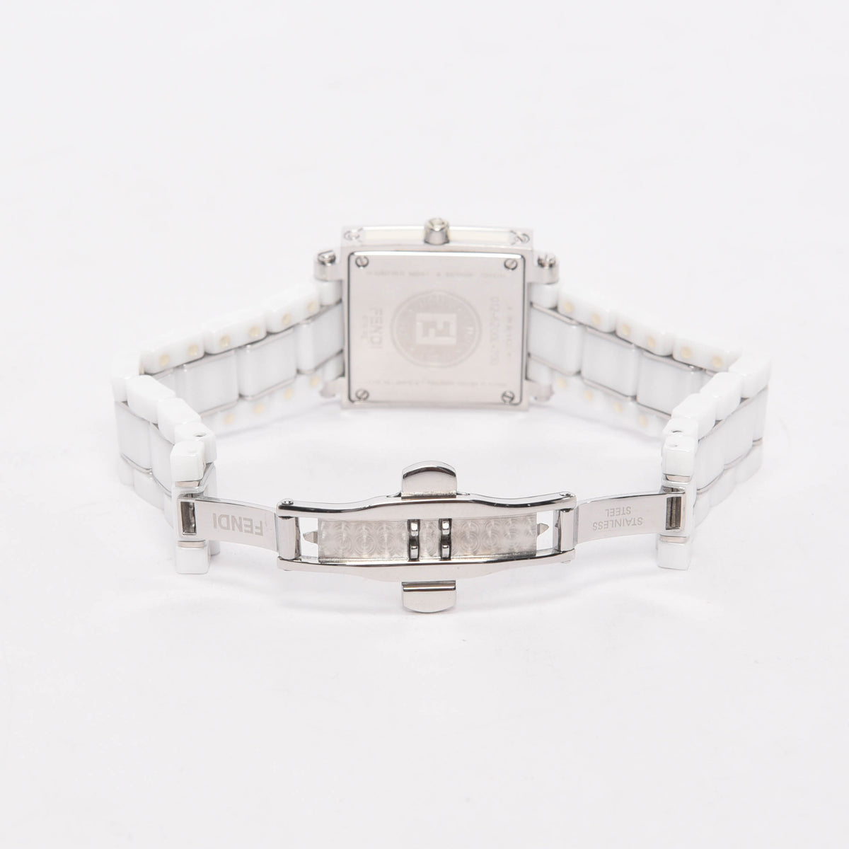Fendi White Ceramic & Stainless Steel Square Watch