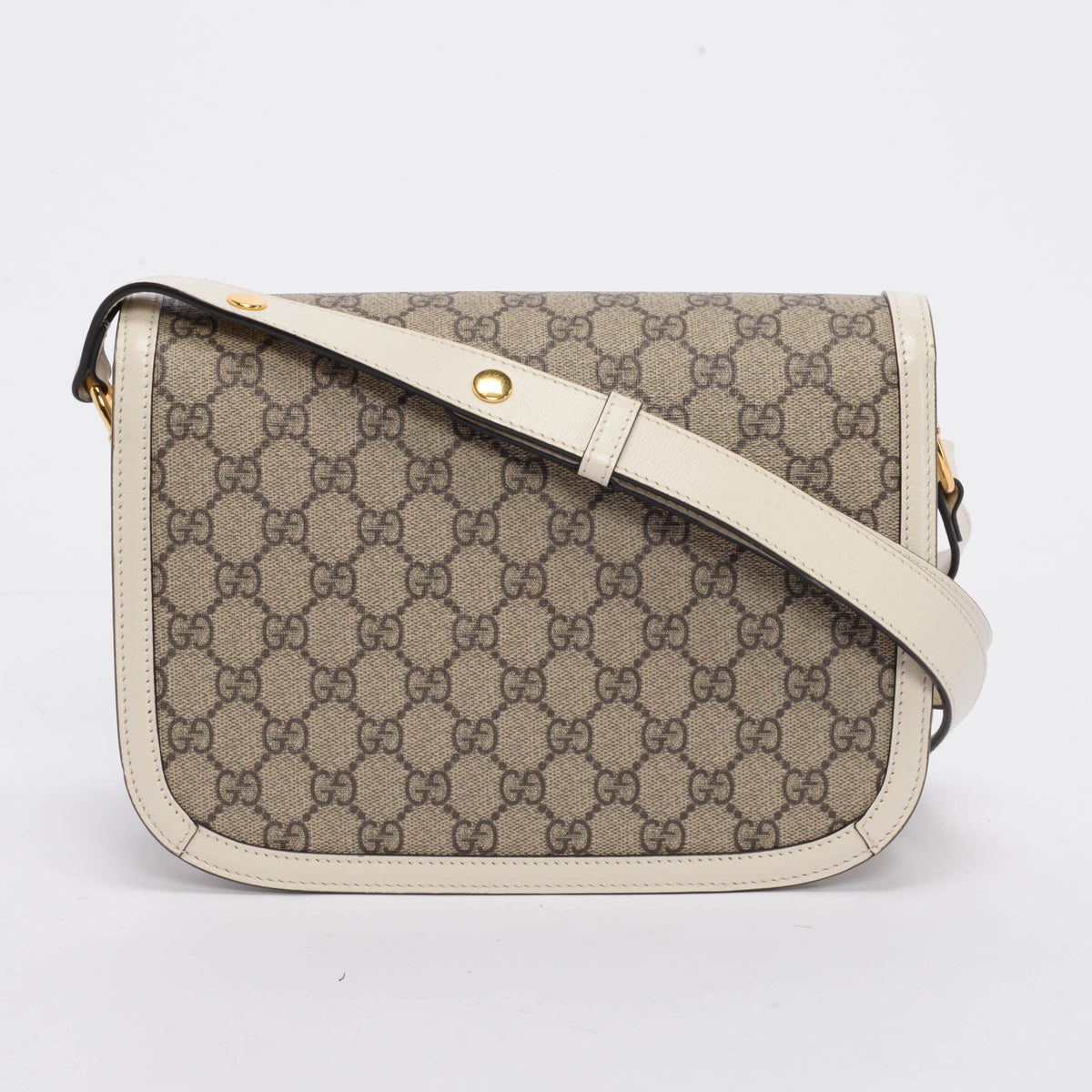 Gucci Cream GG Supreme 1955 Horsebit Shoulder Bag