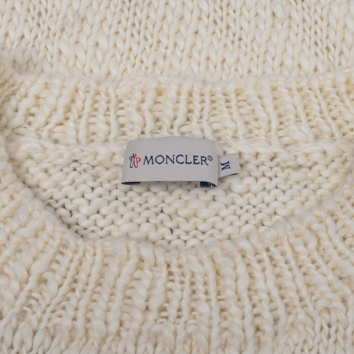 Moncler White & Black Boucle Chunky Knit Sweater M