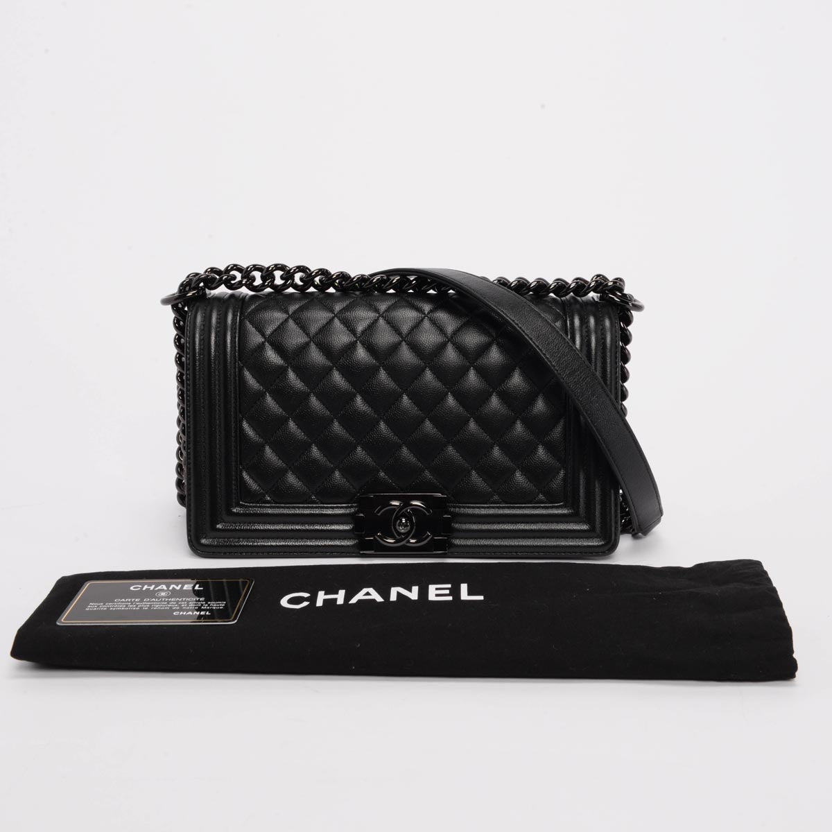 Chanel So Black Grained Calfskin Medium Boy Bag