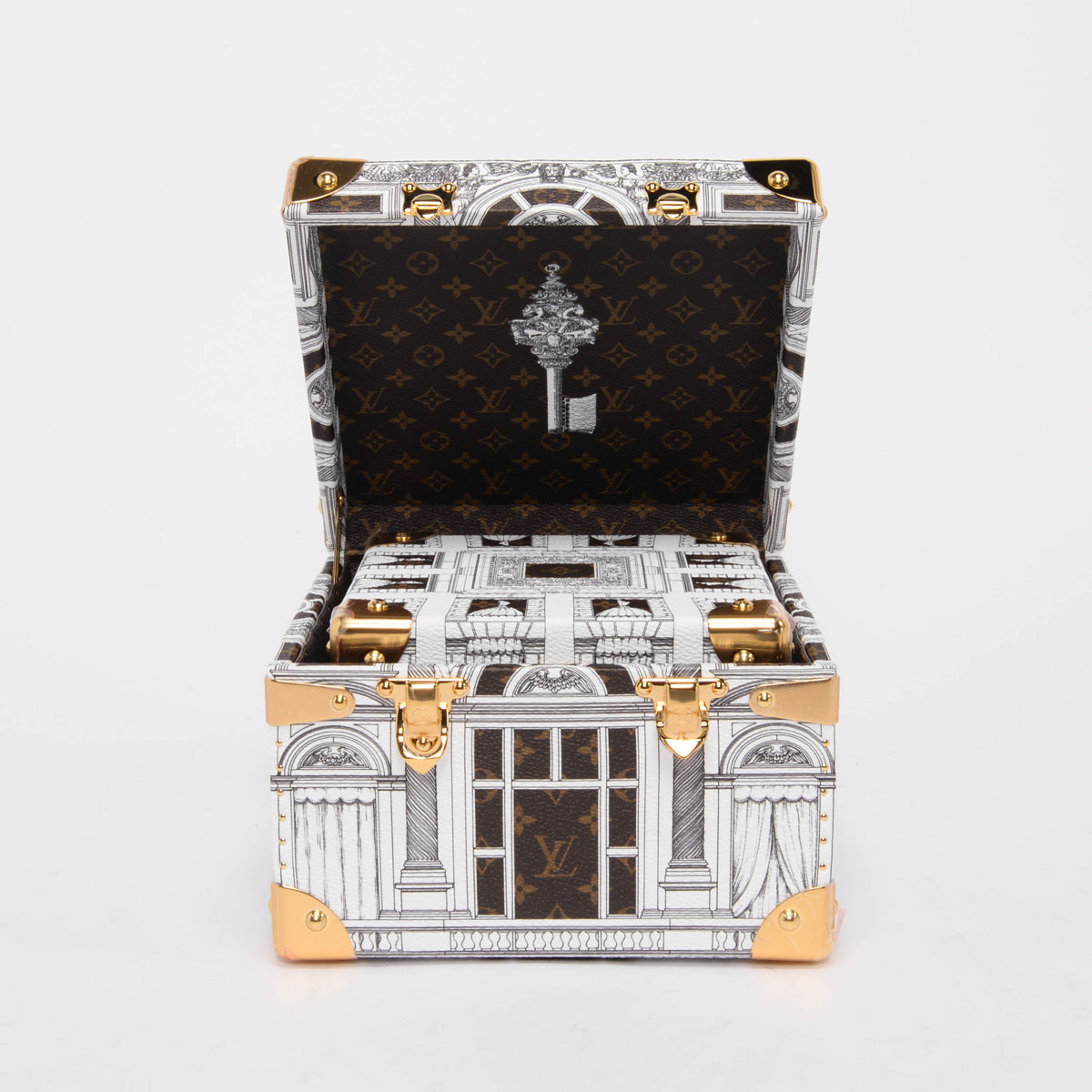 Louis Vuitton x Fornasetti Architettura Canvas Pyramid Trunk Set