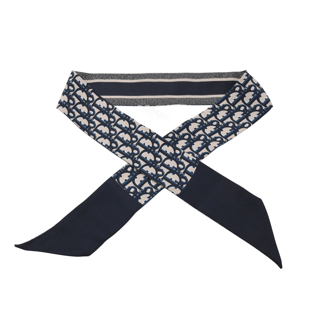 Dior Navy Silk Dior Oblique Mitzah