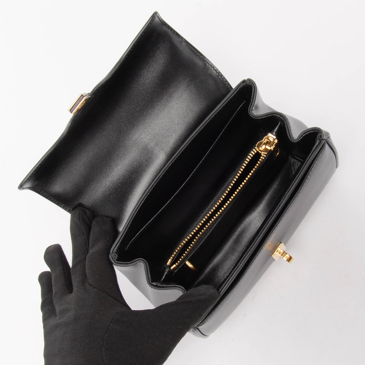 Celine Black Satinated Calfskin Mini 16 Bag
