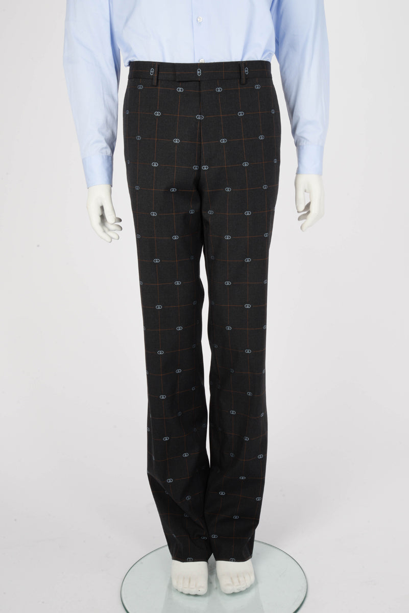 Gucci Charcoal Wool GG Check Straight Fit S.B. Suit IT 50