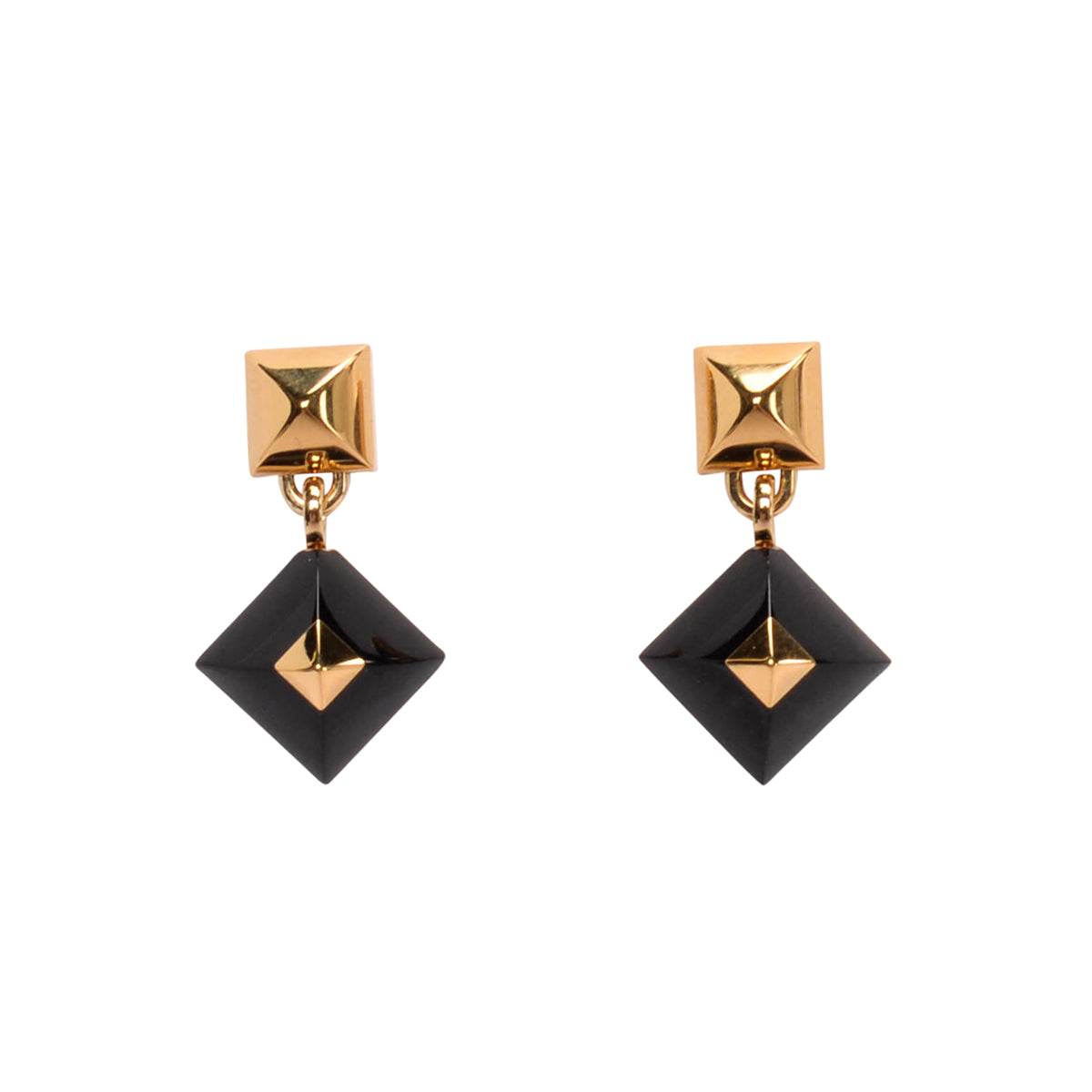 Hermes Black & Gold Medor Folk Earrings