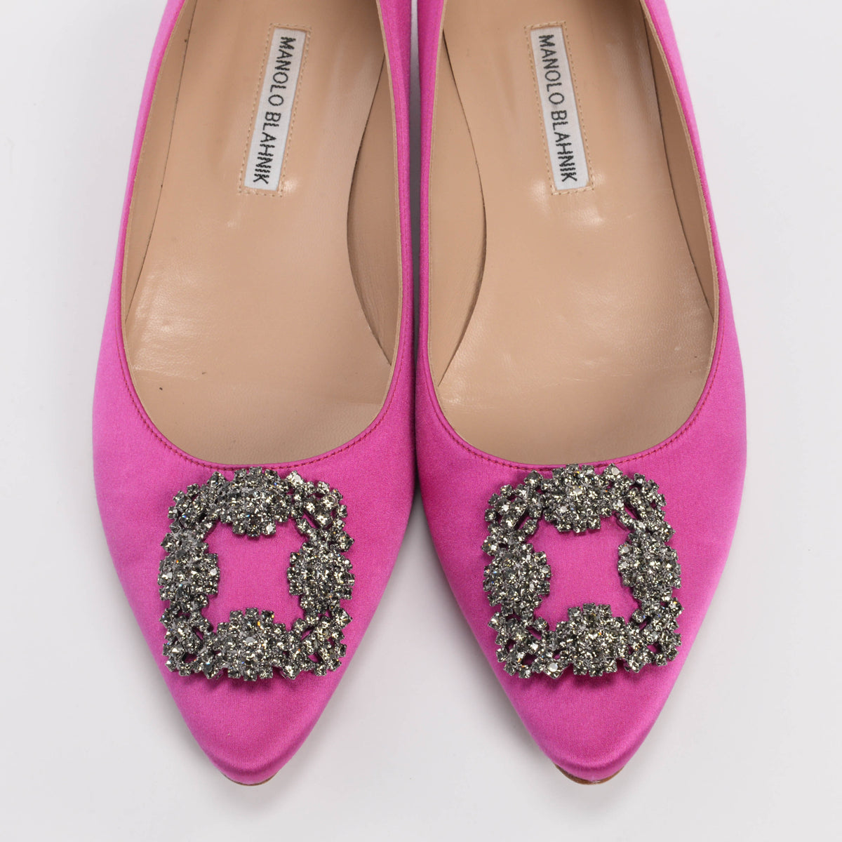 Manolo Blahnik Pink Satin Hangisi Flats 41