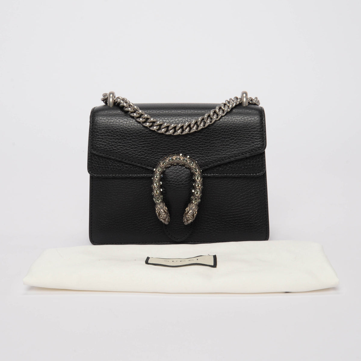 Gucci Black Grained Calfskin Mini Dionysus Bag