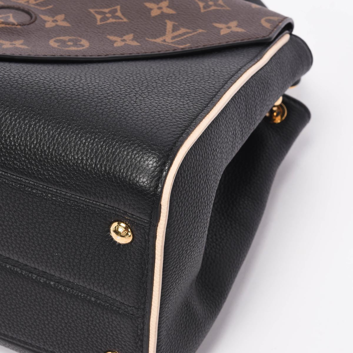 Louis Vuitton Black & Monogram Grained Calfskin Double V Bag
