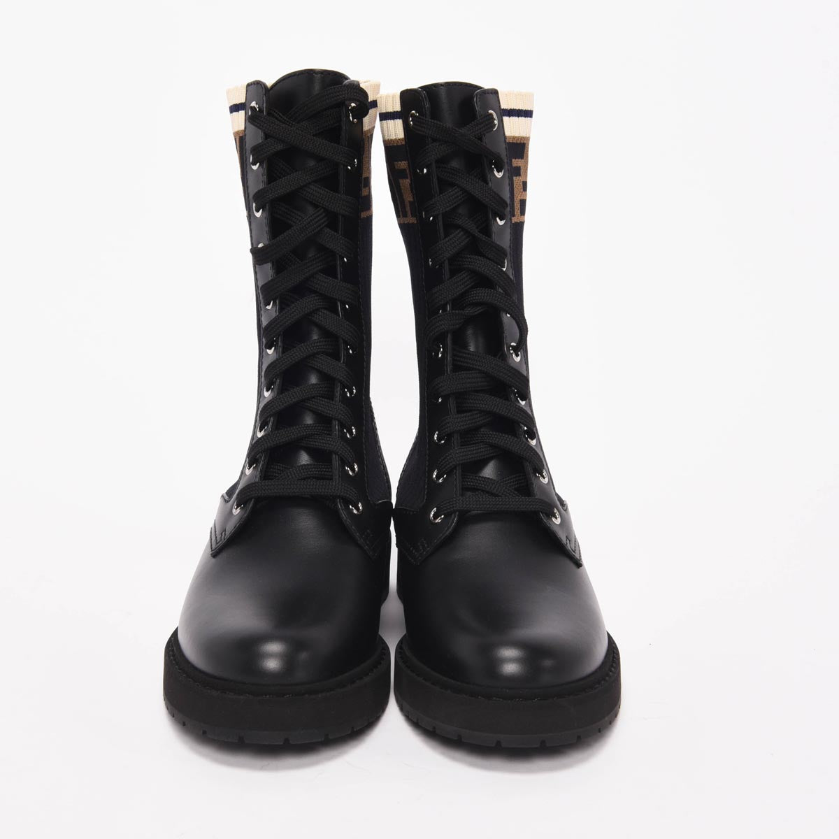 Fendi Black Calfskin Rockoko Biker Boots 39