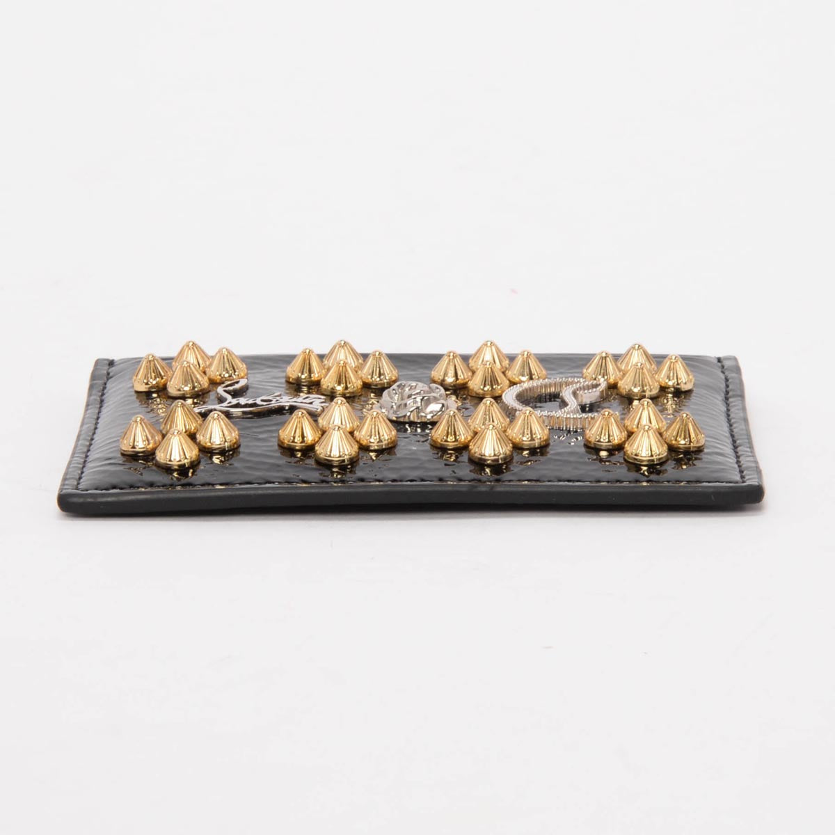 Christian Louboutin Black Patent Studded Card Holder