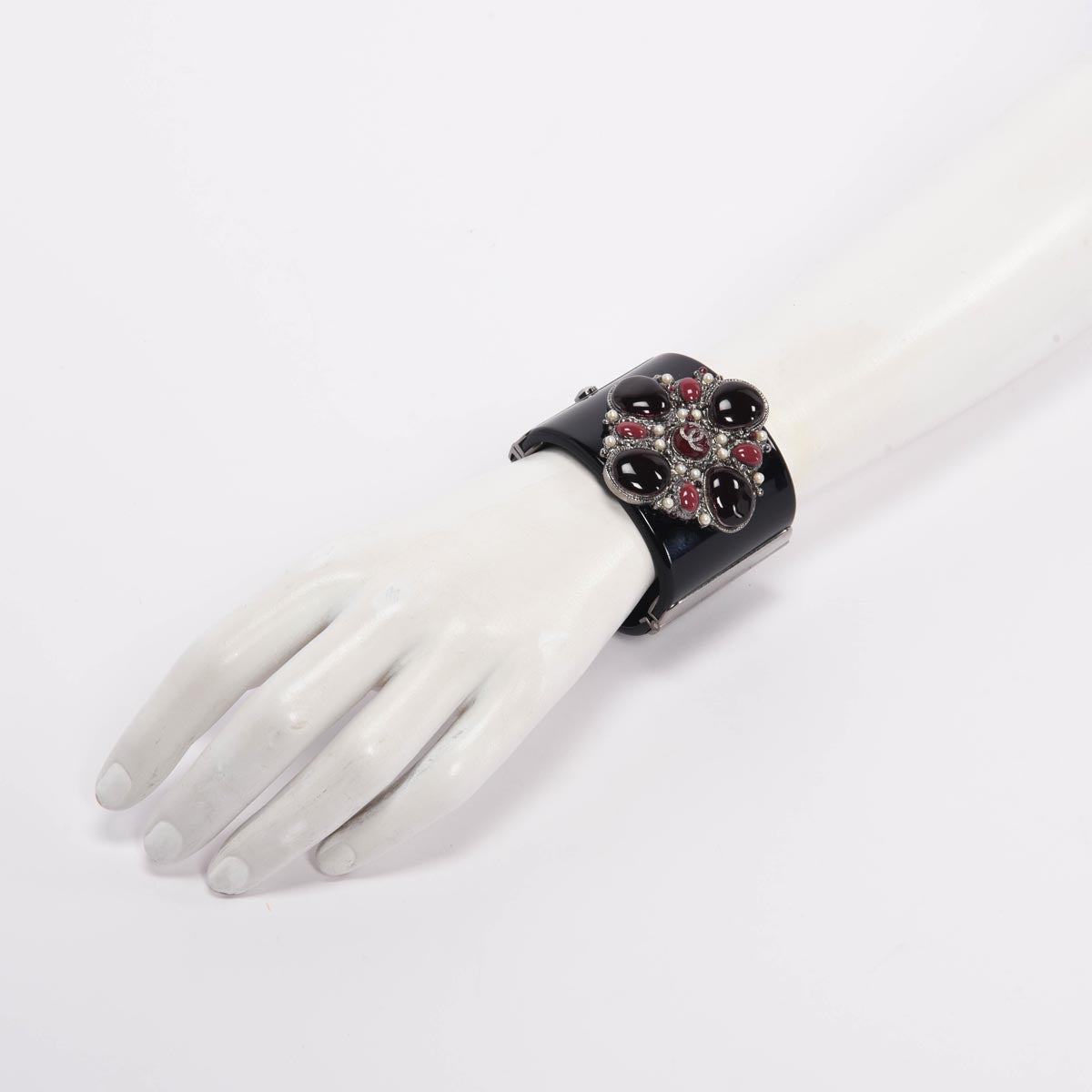 Chanel Black Resin CC Gripoix Cuff