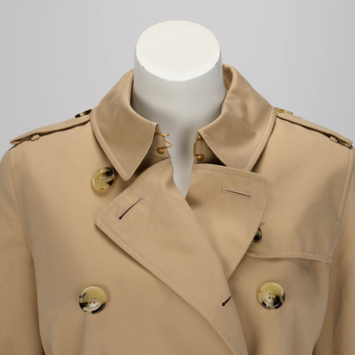 Burberry Honey Cotton Kensignton Mid-Length Trench Coat UK 8