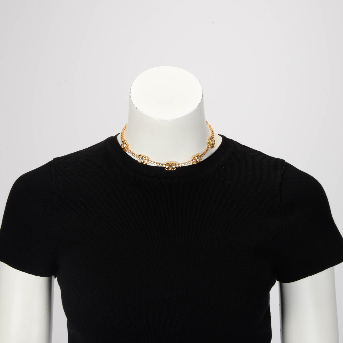 Chanel Gold Crystal CC Marquise Choker