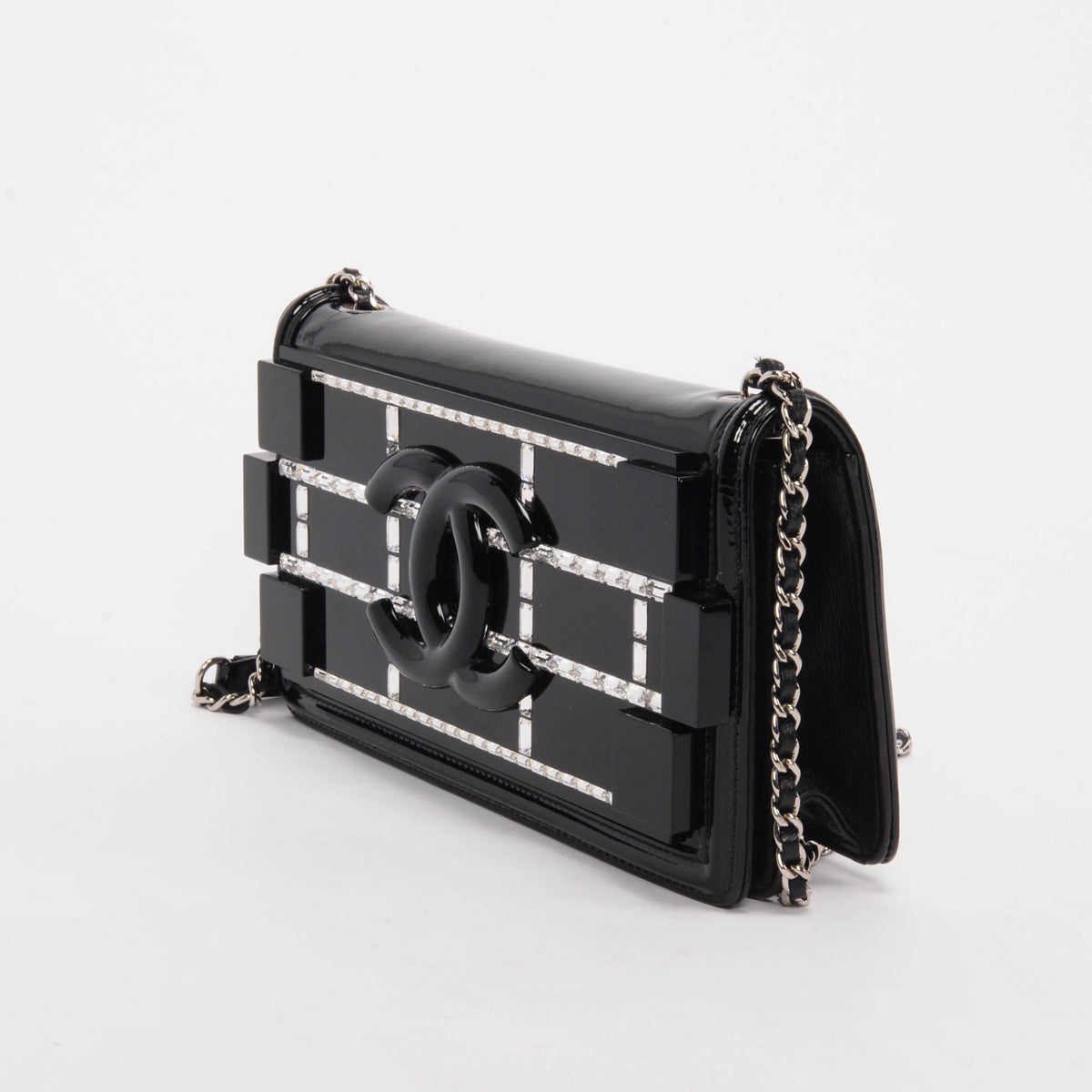 Chanel Black Patent & Crystal Boy Brick Flap Bag