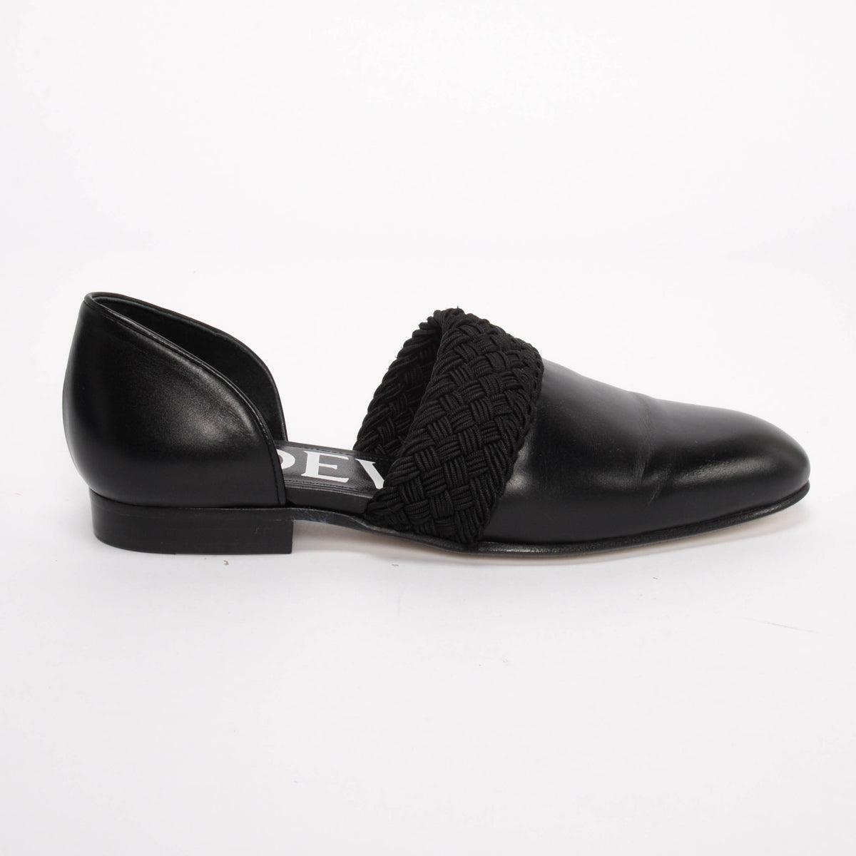 Loewe Black Leather Flex Braided D'orsay Flats 36