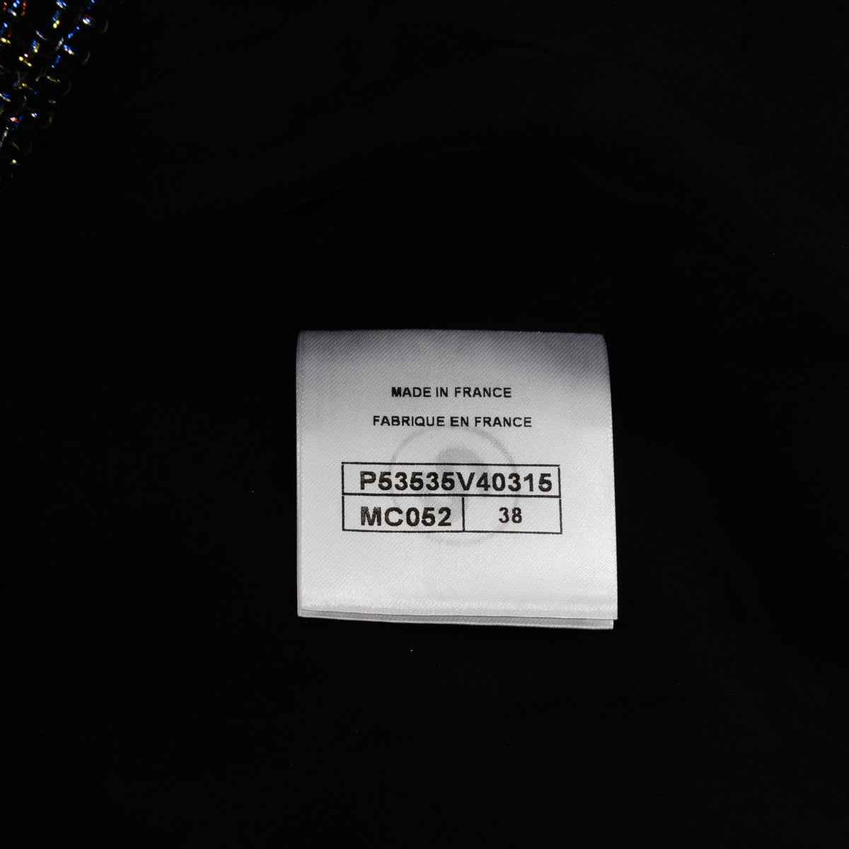 Chanel Black Rainbow Lurex Patch Pocket Jacket FR 38