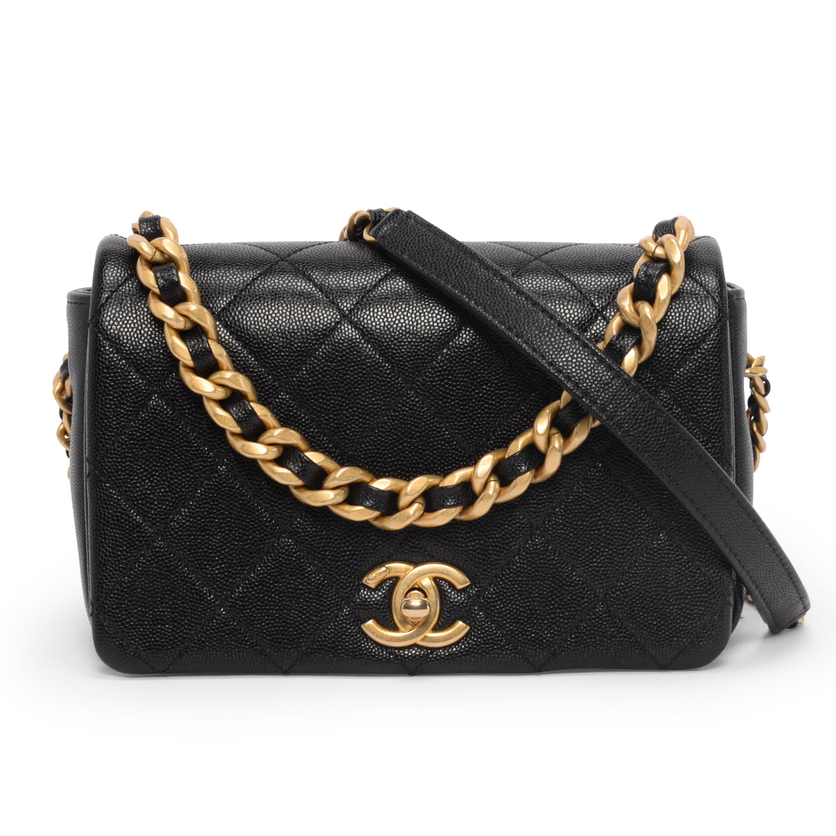 Chanel Black Caviar Small Fashion Therapy Flap Bag