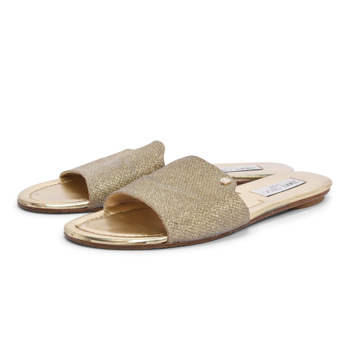 Jimmy Choo Gold Glitter Nanda Slides 40