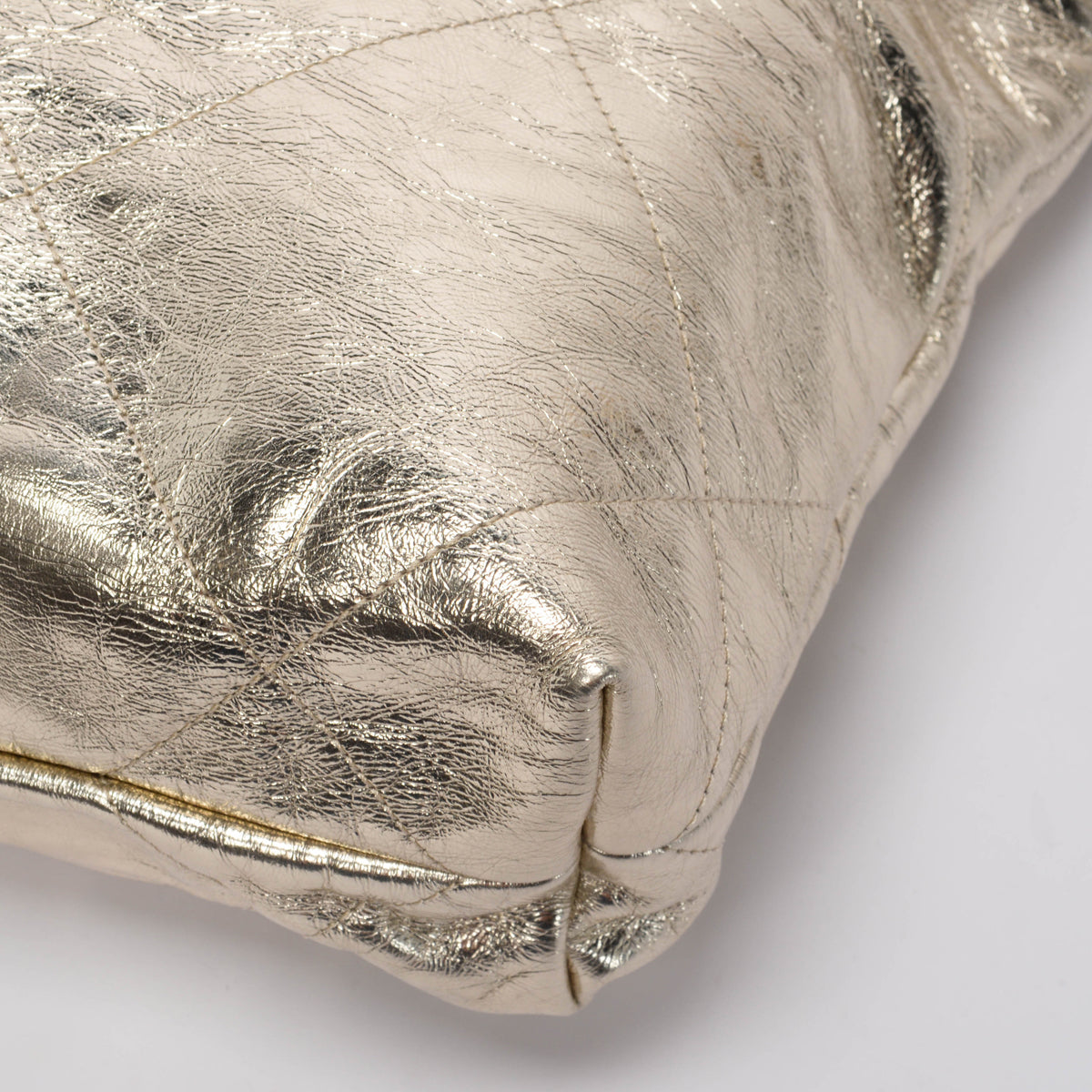Chanel Light Gold Metallic Crumpled Calfskin Small 22 Bag
