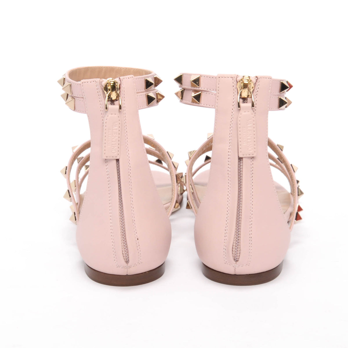 Valentino Water Rose Calfskin Rockstud Cage Sandals 38