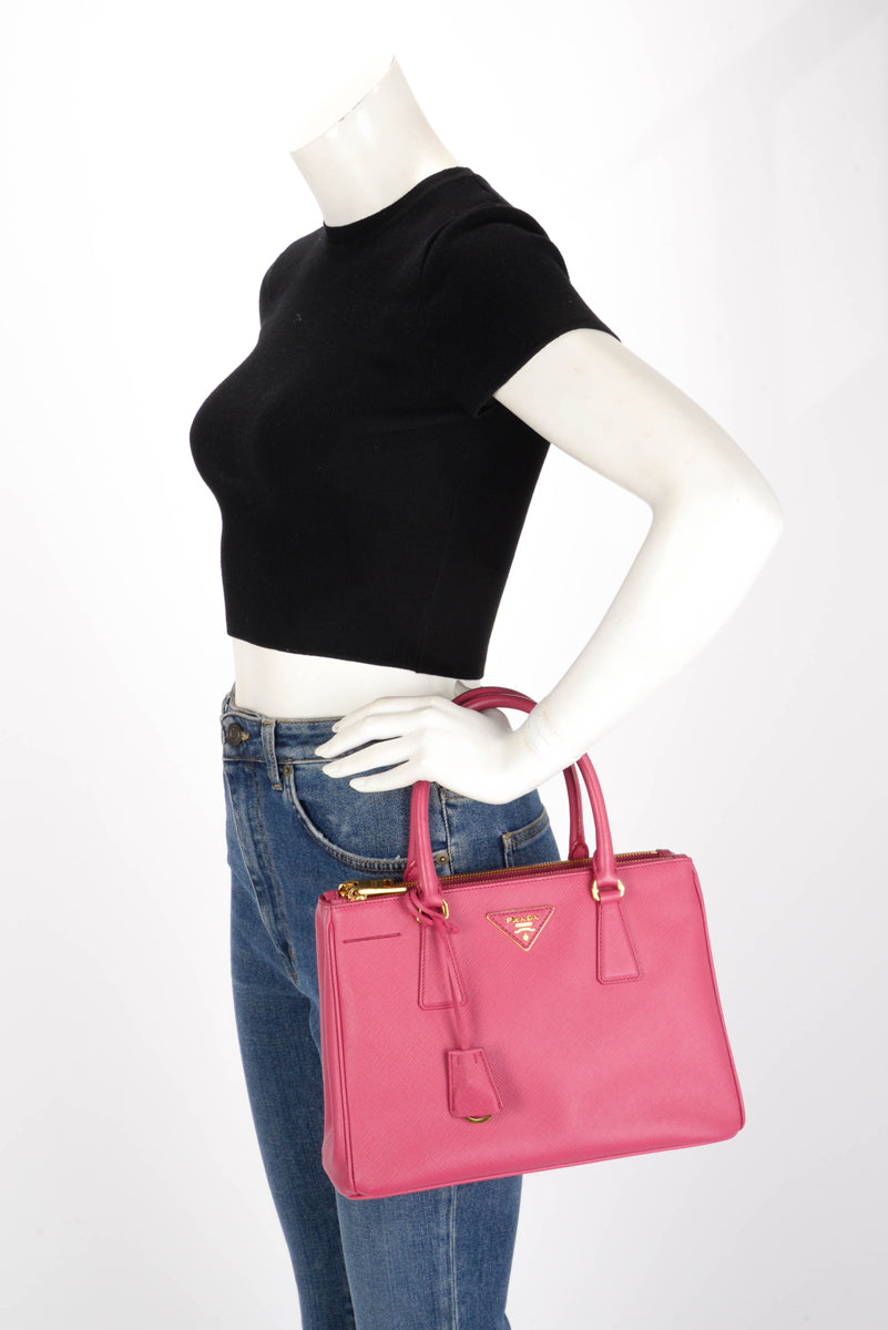 Prada Fuchsia Saffiano Lux Small Galleria Tote