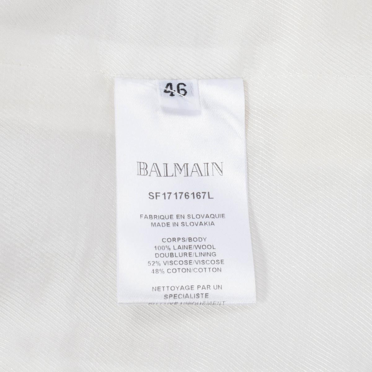 Balmain Ivory Wool Double Breasted Blazer FR 6