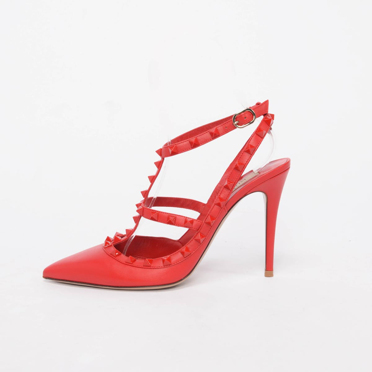 Valentino Red Calfskin Rockstud Cage Pumps 39.5