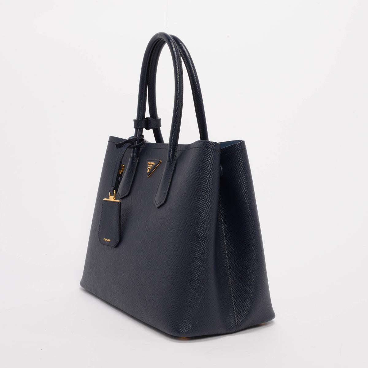 Prada Navy Saffiano Medium Double Bag