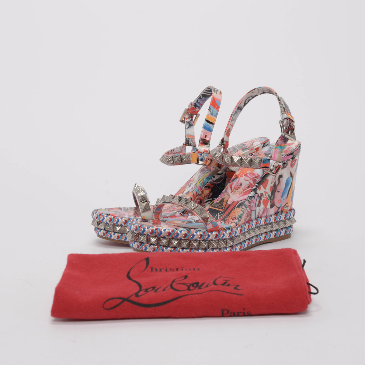 Christian Louboutin Multi Colour Patent Pyraclou Xtian Wedges 41