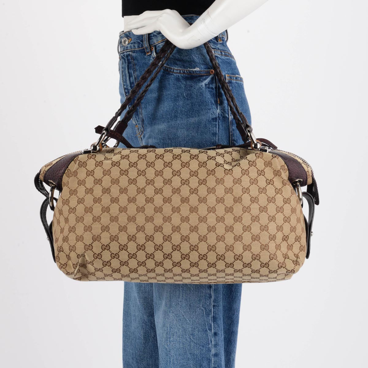 Gucci GG Canvas Medium Bamboo Bar Tote