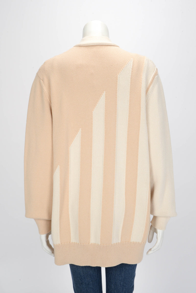 Hermes Blanc Nature Knit Candy Libris Cardigan FR 36