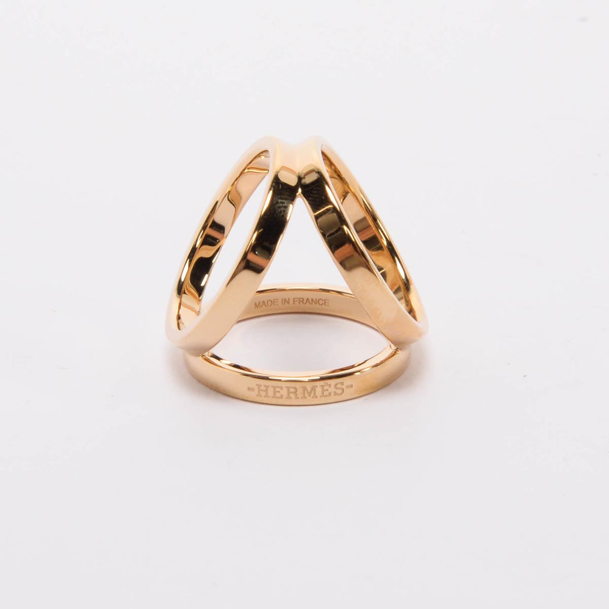Hermes Gold Tone Permabrass Trio Scarf Ring