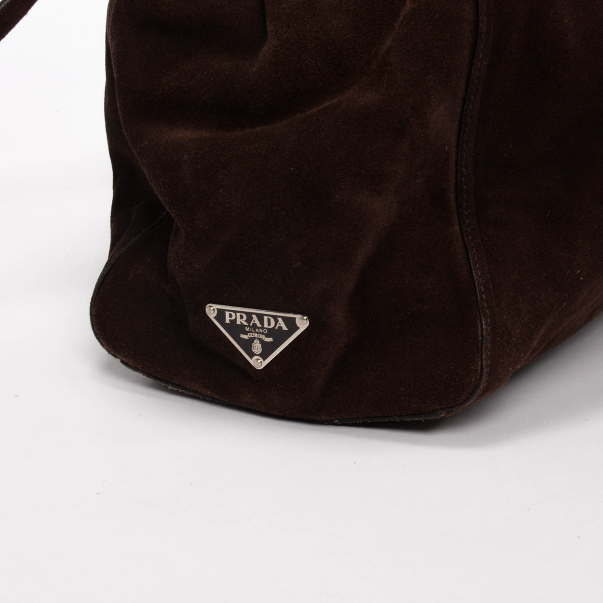 Prada Moro Brown Suede Easy Shoulder Bag