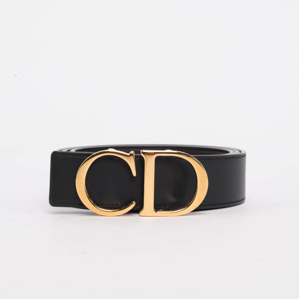 Dior Homme Black & Brown Burnished Leather Reversible Belt