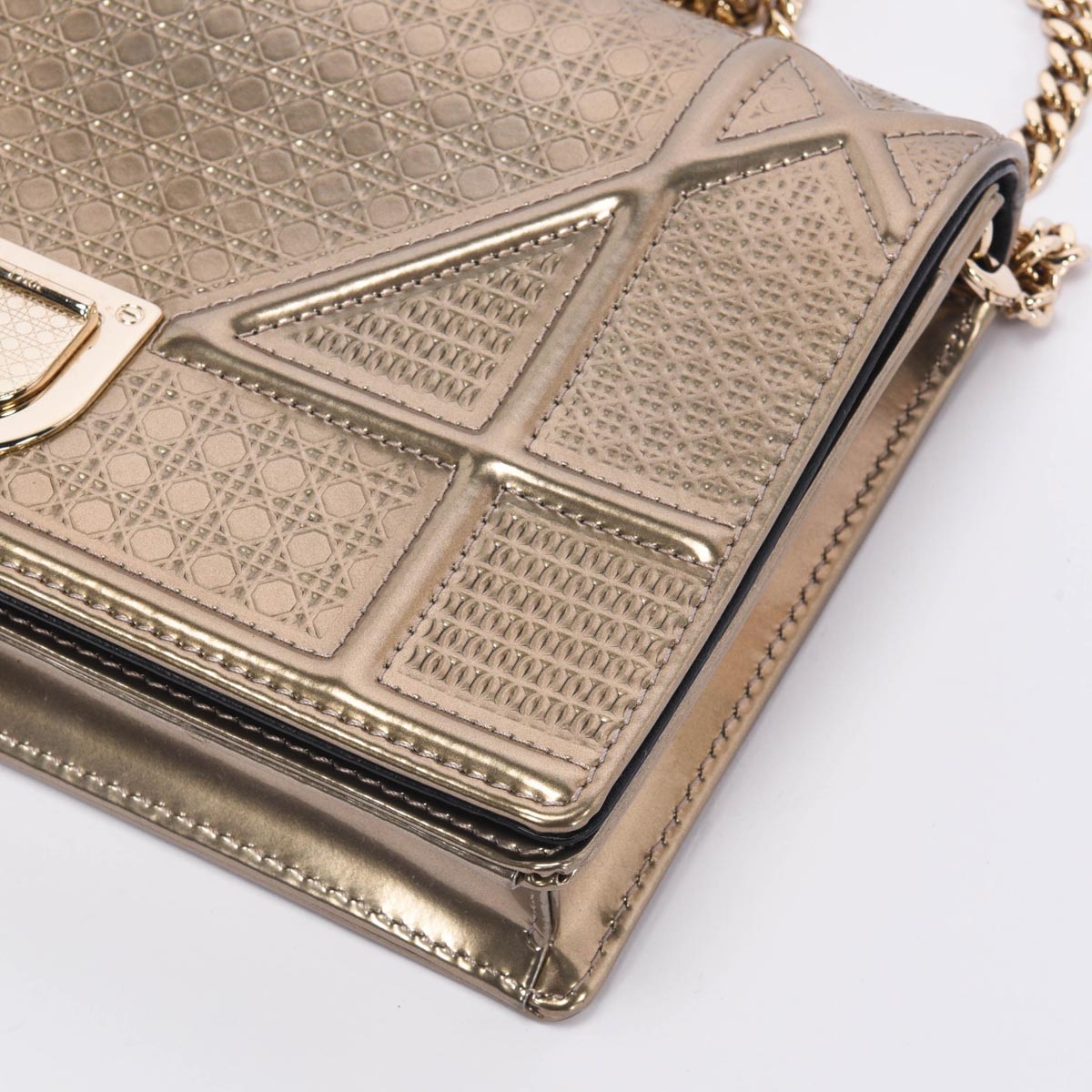 Dior Metallic Gold Micro Cannage Diorama Clutch