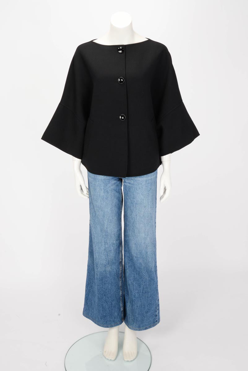 Max Mara Black Wool Relax Fit Jacket IT 38