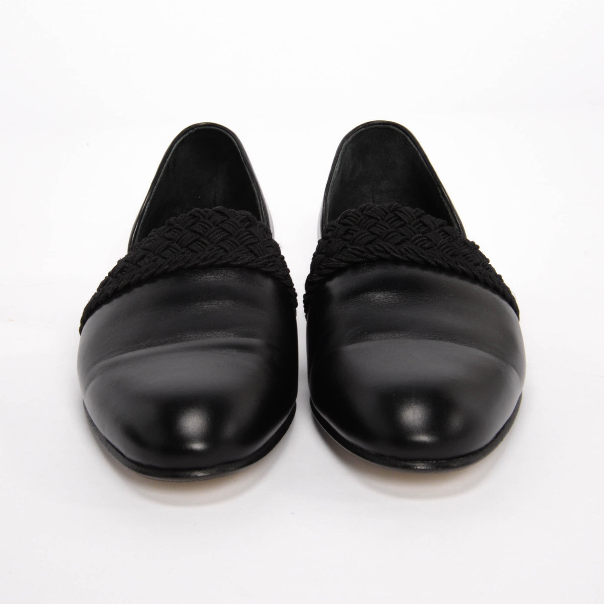 Loewe Black Leather Flex Braided D'orsay Flats 36