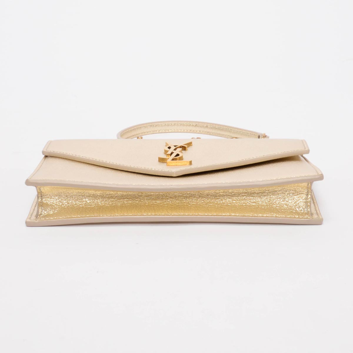 Saint Laurent Gold Calfskin Envelope Chain Wallet Clutch
