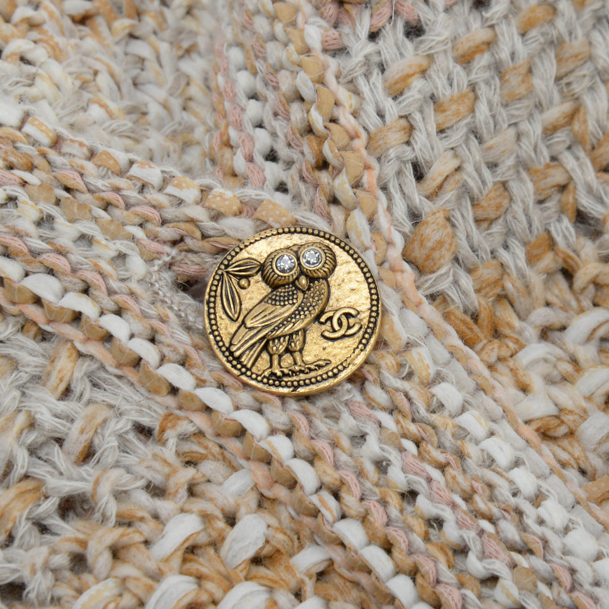 Chanel Peach & Beige Knit Striped Jacket FR 40