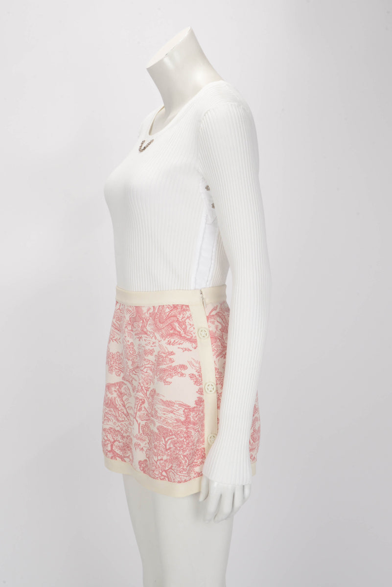 Dior Pink Toile de Jouy Sauvage Dioriviera Mini Skirt FR 36